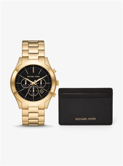 michael kors runway gift set|Oversized Slim Runway Watch and Card Case Gift Set.